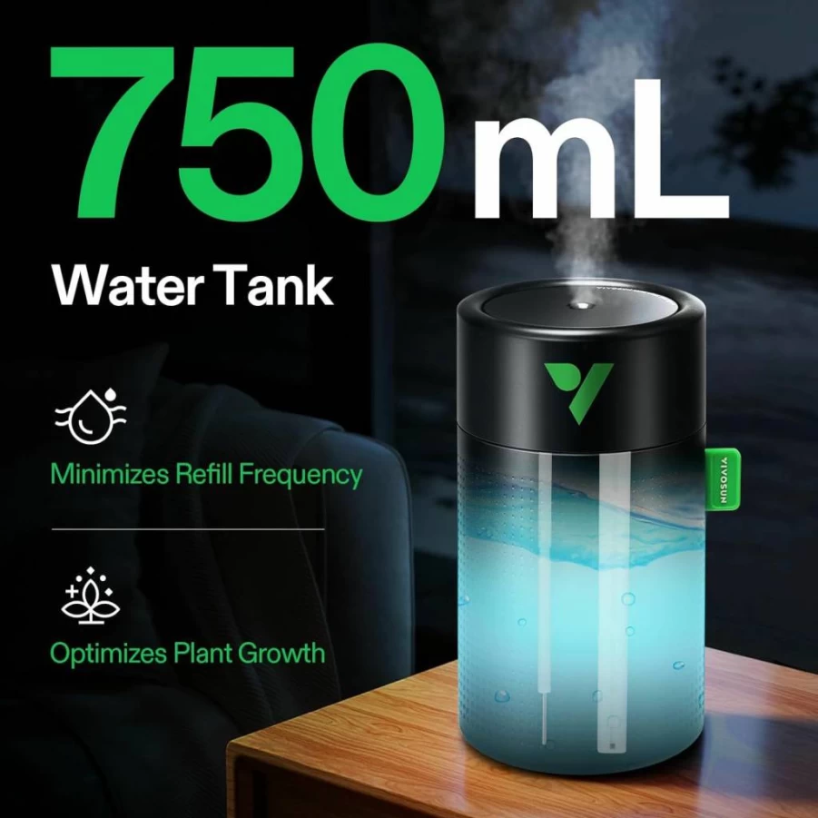 VIVOSUN 750ML USB Humidifier with Cool Mist, 2 Modes, Auto Shut-Off, Remote Control for Small Grow Tents & Vgrow