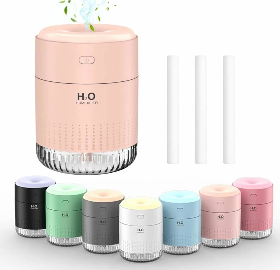 SZO Mini Humidifier - USB Rechargeable, 4 Quiet Modes, Portable for Travel, Office, Bedroom, Baby Room, Grey