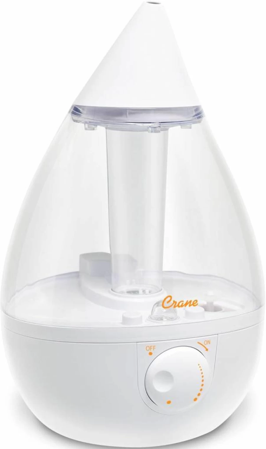 Crane Ultrasonic Cool Mist Humidifier - 1 Gallon Large Tank, Auto Shut-Off, Quiet Operation for Nursery, Bedroom, Office - Grey Teardrop Design