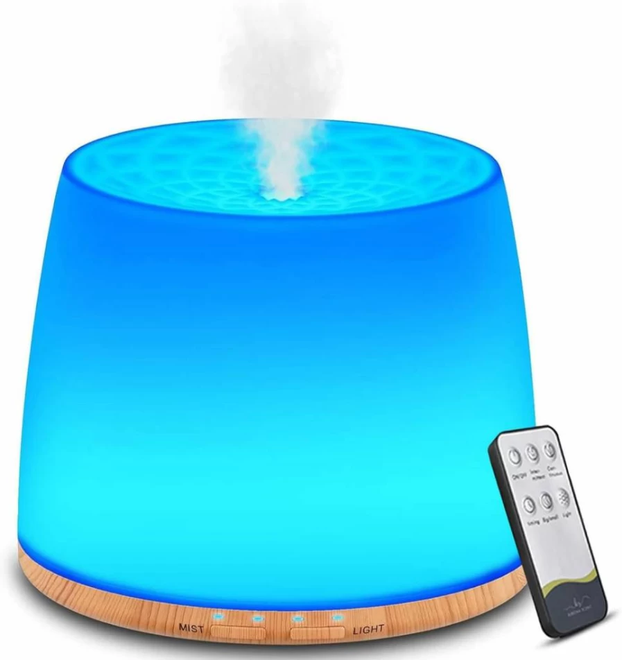 KAHEAUM 500ml Ultrasonic Cool Mist Humidifier with Essential Oil Diffuser, LED Night Light, Quiet Operation, Auto-Off for Bedroom, Nursery, Office, and Large Rooms