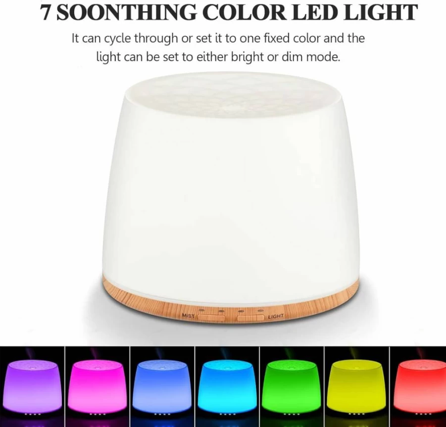 KAHEAUM 500ml Ultrasonic Cool Mist Humidifier with Essential Oil Diffuser, LED Night Light, Quiet Operation, Auto-Off for Bedroom, Nursery, Office, and Large Rooms