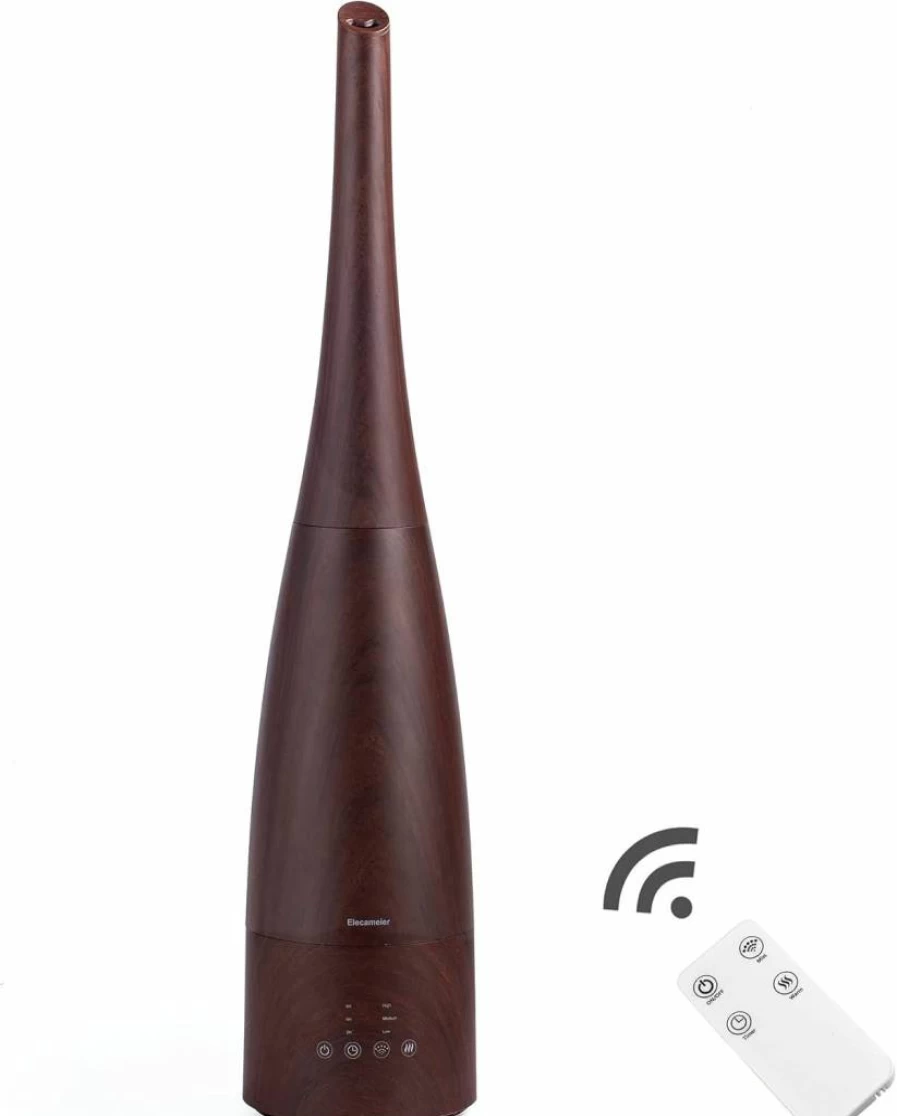 Elecameier 2.3L Cool Mist Humidifier for Home, Bedroom, Office - Remote Control, Whisper Quiet 25dB, Auto Shut Off, Dark Wood Design