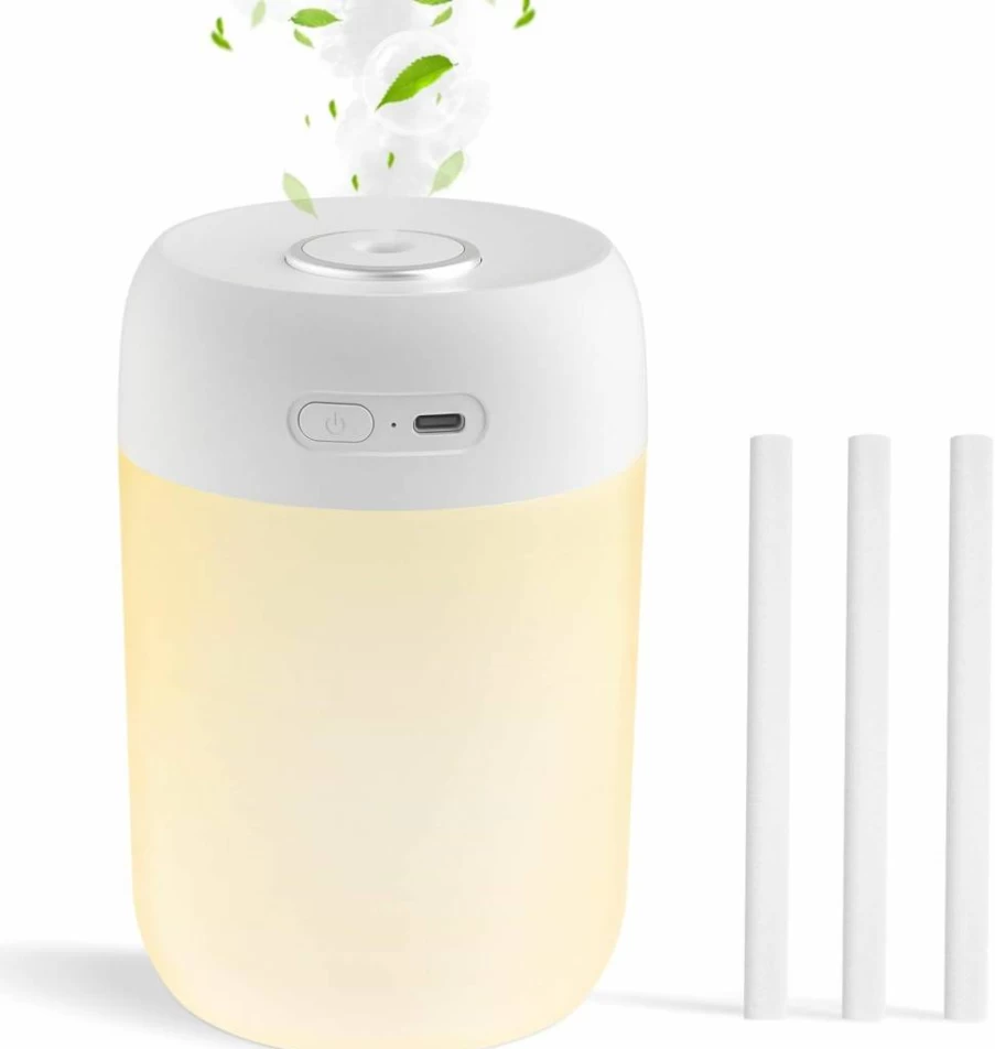 SZO Portable USB Rechargeable Night Light Humidifier with 4 Modes, LED Mood Lighting, <28dB Quiet Operation, Auto Shut-Off for Bedroom, Travel, and Plants