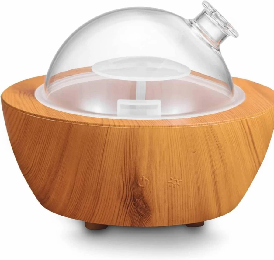 XANAPHIA 280ml Wood Grain Essential Oil Diffuser with Auto Shut-Off, 7-Color LED Lights, Cool Mist Humidifier for Aromatherapy in Home & Office