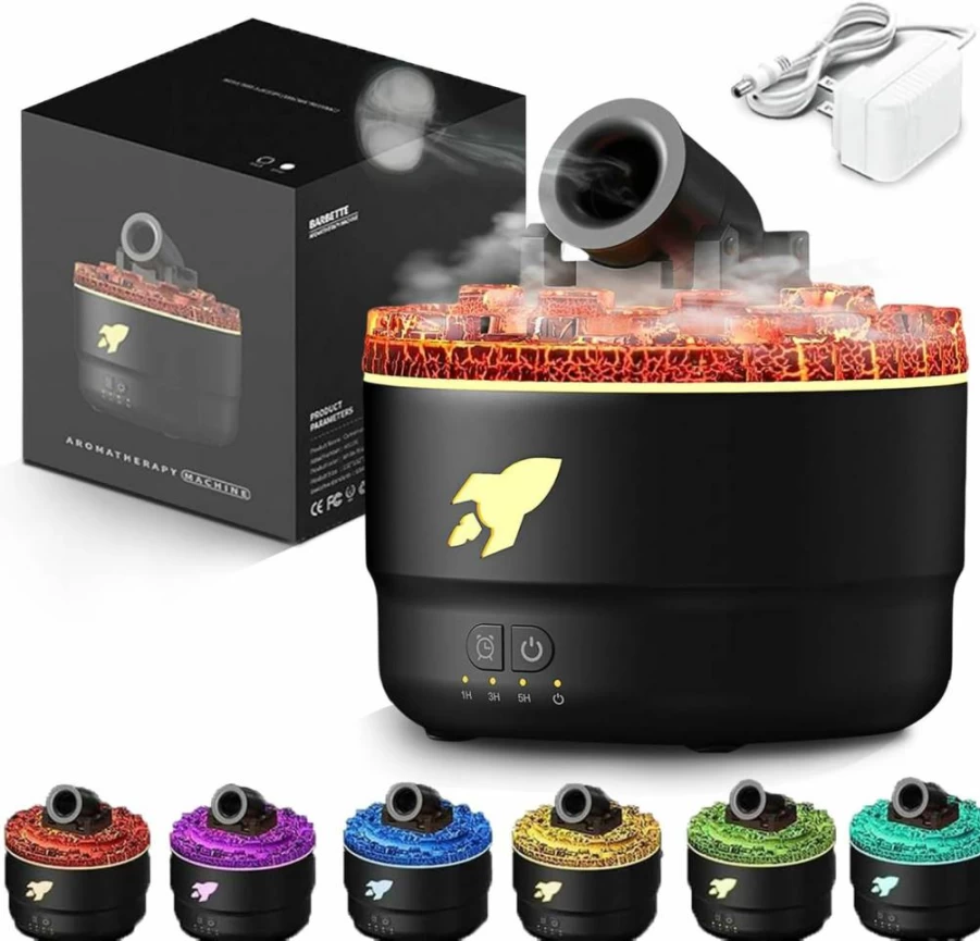 FHNUVB Mini Cannon Humidifier - 7 Color LED Cool Mist Diffuser, Silent Aromatherapy Vaporizer, 2 Modes Portable Desktop Humidifier for Home, Office, Bedroom