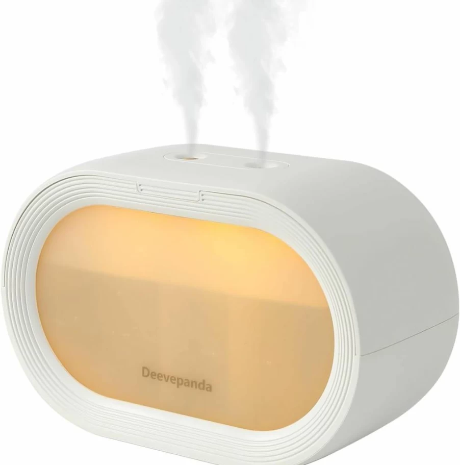 Deevepanda 500ml Portable Dual Cool Mist Humidifier - Rechargeable Battery Powered for Bedroom, Office, Nursery & Indoor Plants