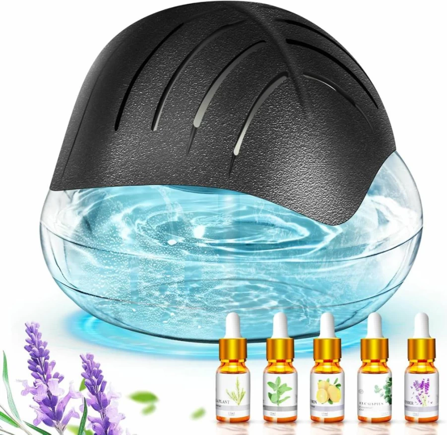 Idudbid Air Purifier & Essential Oil Diffuser with LED Night Light - Water Based Freshener for Bedroom, Home, Office - Eliminates Smoke, Pet Odors (Black)