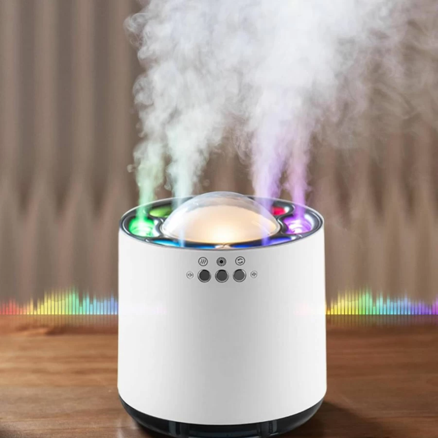 Fuliying Small Cool Mist Humidifier: USB Ultrasonic Personal Humidifier for Home, Office & Baby with 6 Spray Modes, Ambient Light & Dynamic Sound Pickup