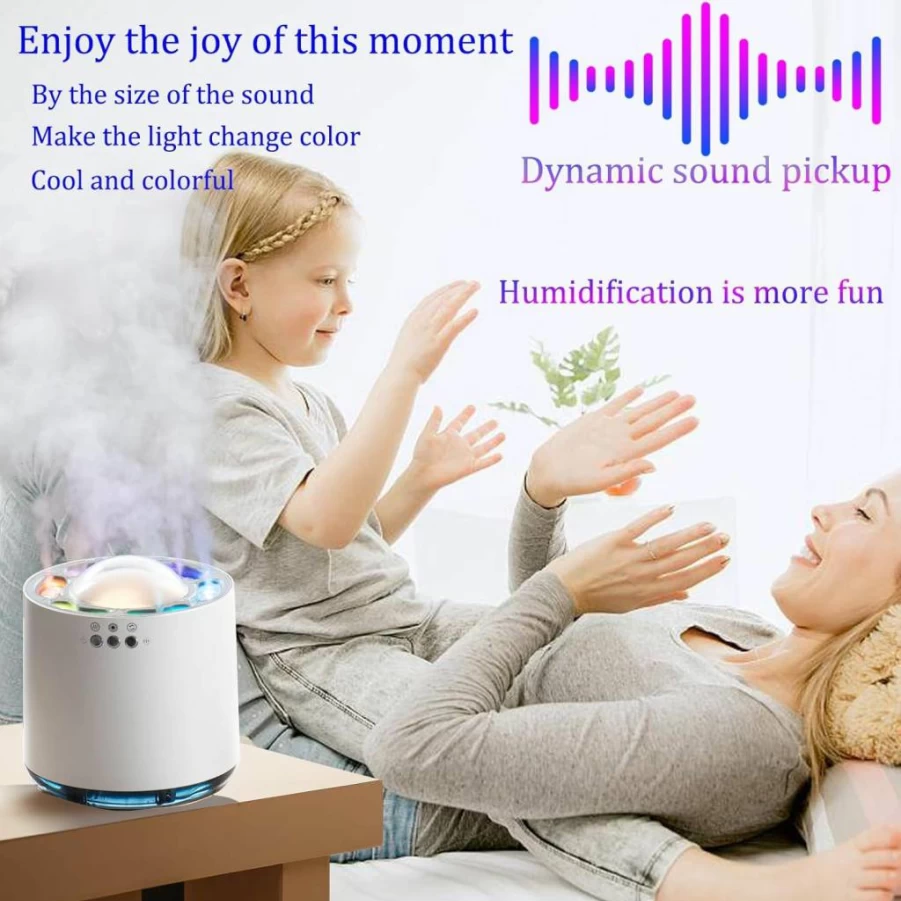 Fuliying Small Cool Mist Humidifier: USB Ultrasonic Personal Humidifier for Home, Office & Baby with 6 Spray Modes, Ambient Light & Dynamic Sound Pickup