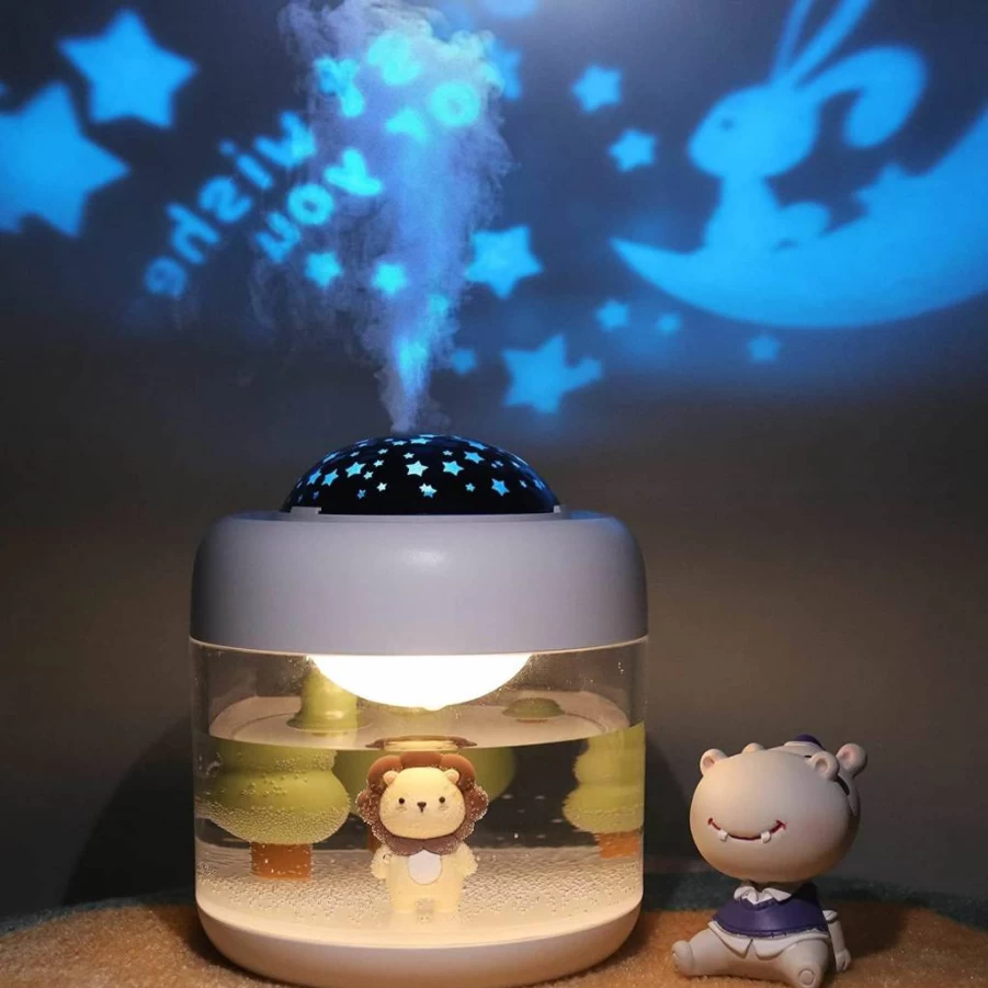 HMLUESR Baby Humidifier with Night Light & Star Projector - 16.9oz Quiet Cool Mist Humidifier for Nursery, Kids Room, Bedroom, Travel