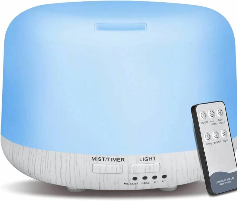 CHOUWEEK 300ml Ultrasonic Essential Oil Diffuser with Remote, 7 Color LED Lights, Auto-Off, for Home, Office, and Large Rooms