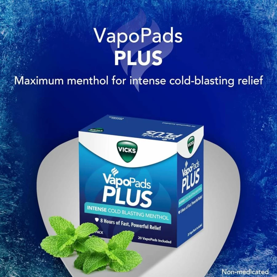Vicks VapoPads Plus Refill, 20 Count - Intense Cold Blasting Menthol Scent Pads for Humidifiers, Vaporizers & Steam Inhalers, FSA/HSA Eligible