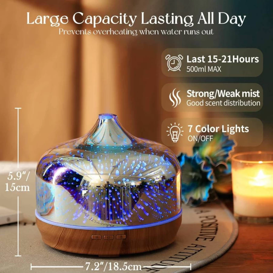 Porseme 500ml Ultrasonic Essential Oil Diffuser with Auto-Off, Cool Mist Humidifier for Aromatherapy, Office, Yoga & Sleeping - Light Blue