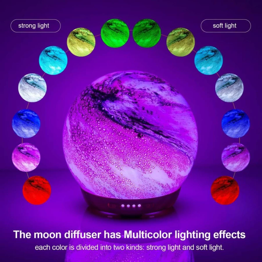 COOSA 250ml Glass Essential Oil Diffuser with 7 Color LED Lights, 4 Timer Settings, Auto Shut-Off, Cool Mist Humidifier for Home, Office, Nursery