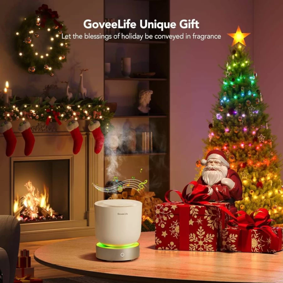 GoveeLife 300ml Smart Essential Oil Diffuser with Alexa & App Control, RGBIC Mood Light, Auto Shut-Off, 2 Mist Modes, White Noise for Home, Office, Bedroom