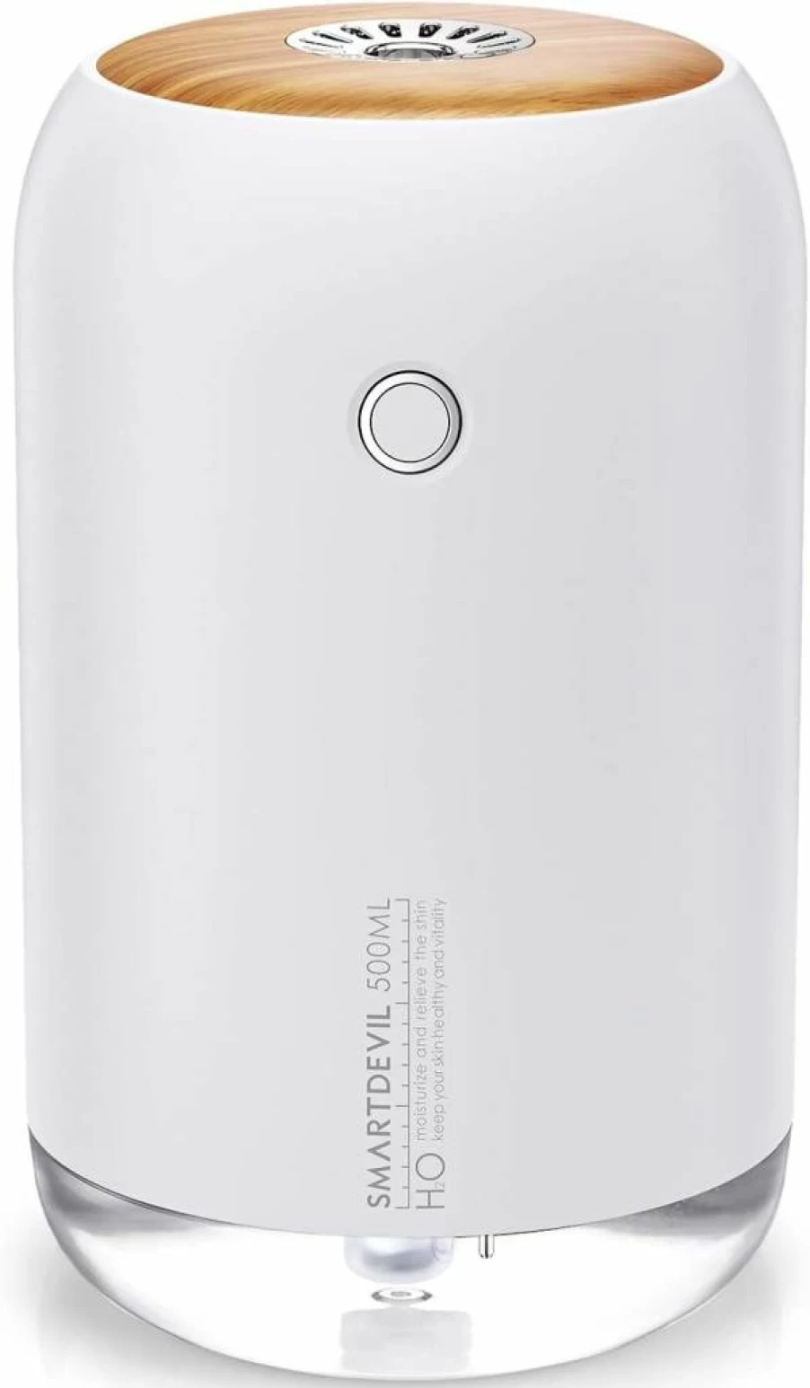 SMARTDEVIL 600ml Portable Humidifier for Home, Office, Travel & Plants with Night Light, Auto Shut-Off, Ultra Quiet, White - Mini Desk Humidifier for Bedroom & Small Spaces