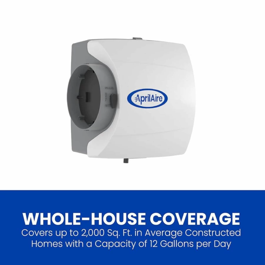 Aprilaire 500M 12-Gallon Bypass Humidifier for Whole House Up to 3,600 Sq. Ft with Manual Control & Model 5843 Installation Kit