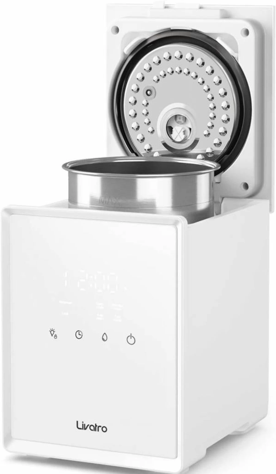 Livatro 3L Warm Mist Humidifier with Easy-Clean Design, Sleep Mode & Auto-Off, Stainless Steel Humidifier for Bedroom & Living Room, Healthy Air Steam Function