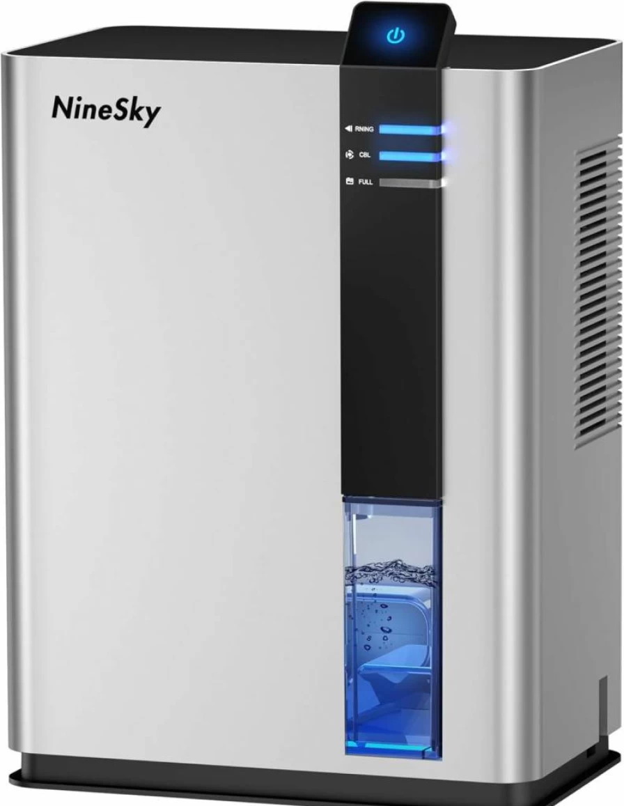 NineSky 98 Oz Dehumidifier for Home, Room, Bathroom, Bedroom, Basement up to 800 Sq.Ft with Auto Shut Off & 5 Color LED Lights (H2 Black)