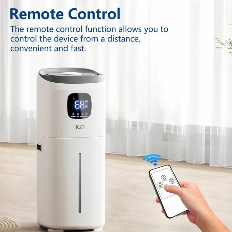 KZF 15L Large Room Humidifier - 72Hrs Top Fill, 26dB Ultra Quiet, 3 Mist Levels, Auto Shut-Off, for Bedroom, Nursery, Office, and Plants (2000 Sq.Ft)