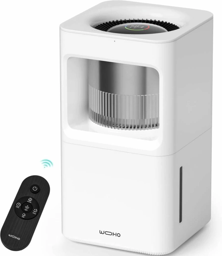 Wooohoo 2.11Gal Top Fill Evaporative Humidifier for Large Room - 8L Quiet Cool Mist Humidifier with Aroma Diffuser, 6 Speed Settings, Auto Shut Off, No White Dust, Ideal for Bedroom, Nursery & Office
