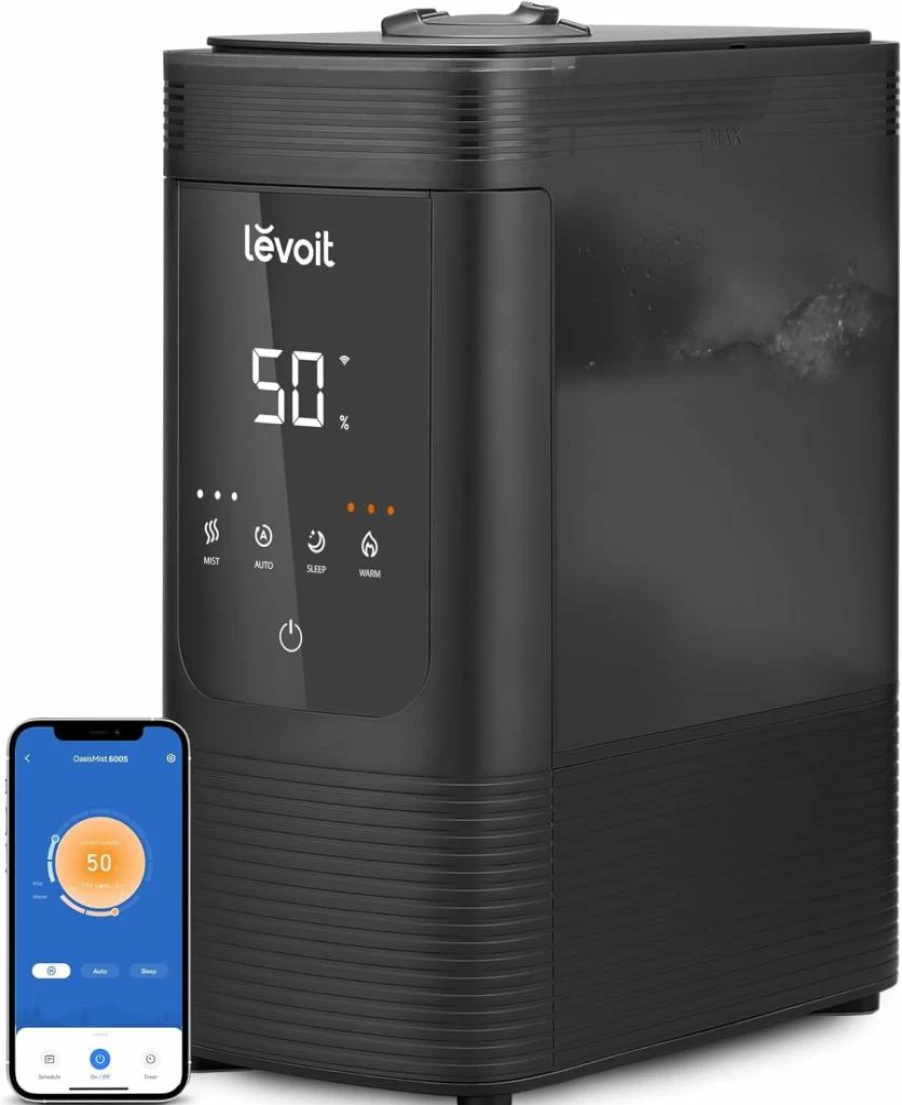 LEVOIT OasisMist 4.5L Smart Humidifier for Large Rooms - Warm & Cool Mist, Auto Humidity Control, Top Fill, Quiet Operation, Essential Oil Tray, White (Model: OasisMist 4.5L)