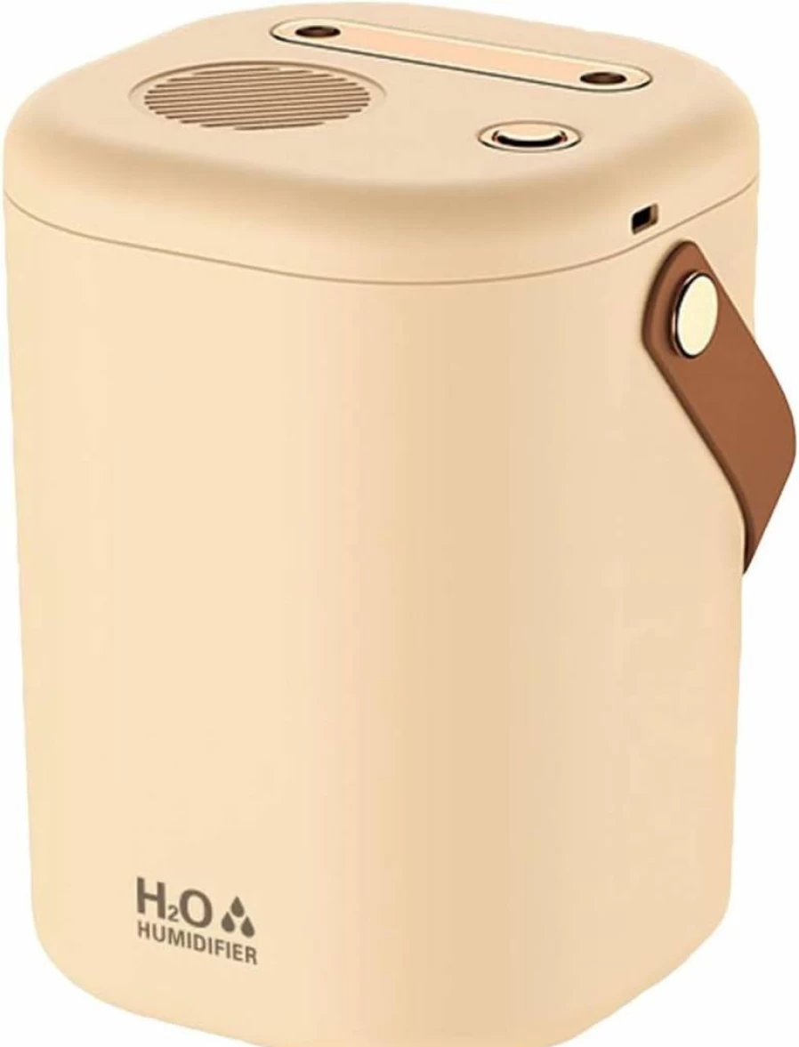 PROROK 1500ml Ultrasonic Cool Mist Humidifier with Essential Oil Diffuser, 24H Runtime, Ultra Quiet, 2 Nozzles for Bedroom, Nursery, Office, Home (Khaki)
