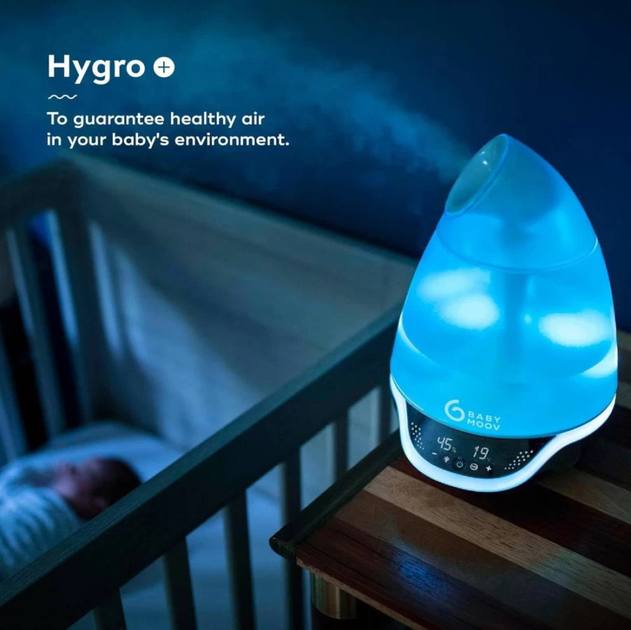 Babymoov 3-in-1 Cool Mist Humidifier with Night Light & Essential Oil Diffuser - Filter-Free, Easy Clean, Blue Hygro Plus Humidifier for Babies