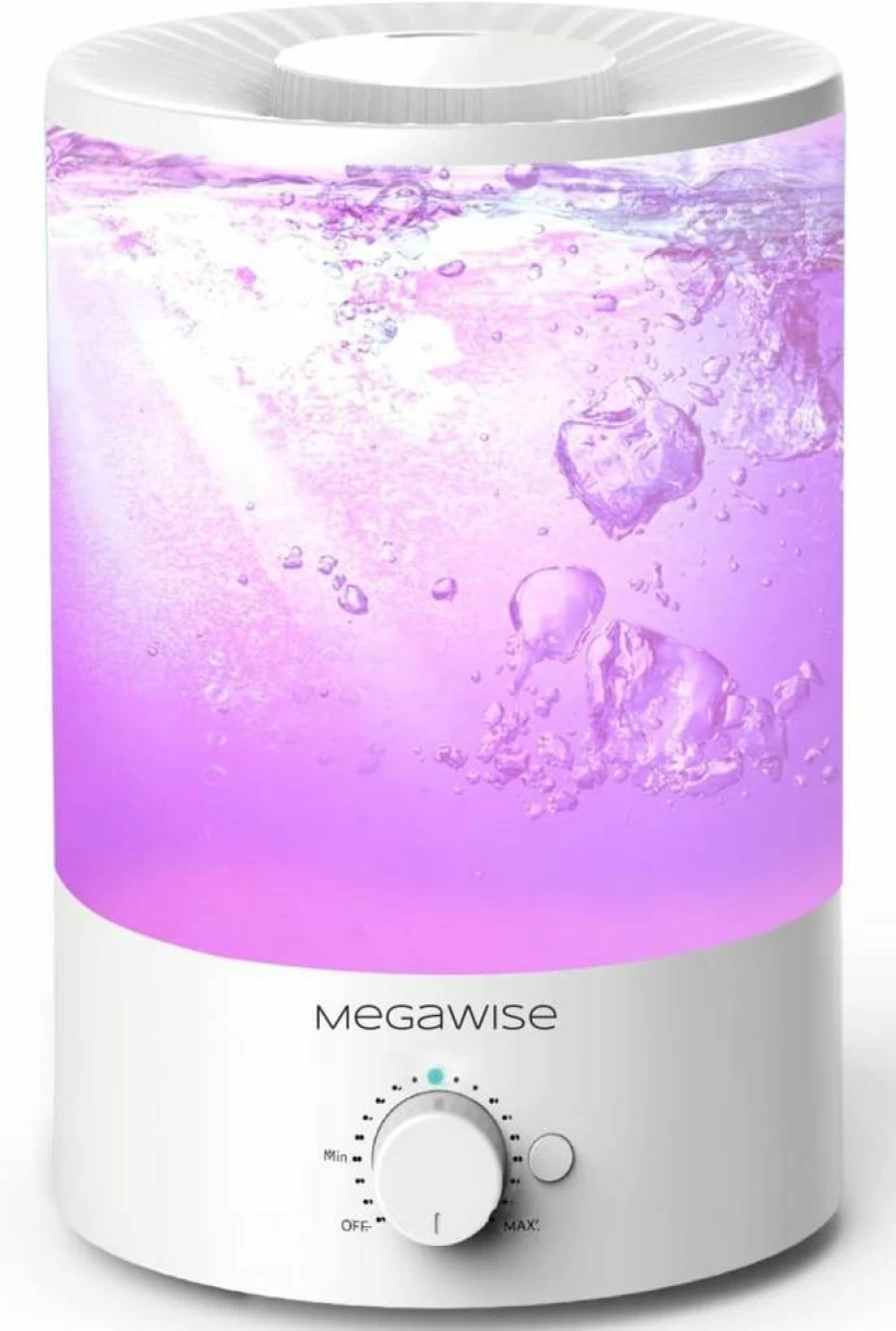 MEGAWISE 3.5L Top-Fill Humidifier with 7 Color Night Lights, Large Capacity Cool Mist for Home, Quiet & Easy to Use