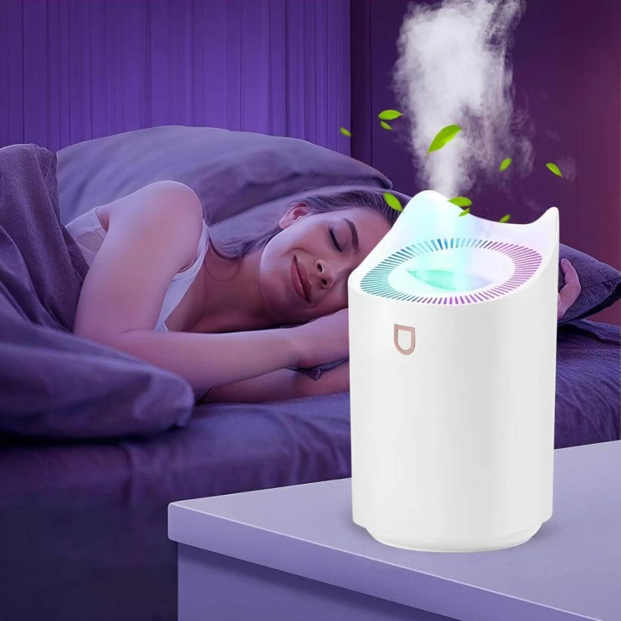 Blingbin 3L Cool Mist Humidifier with Night Light, Dual Nozzle, 3 Mist Modes, Auto Shut Off - Quiet Portable Humidifier for Bedroom, Office, Baby & Plants