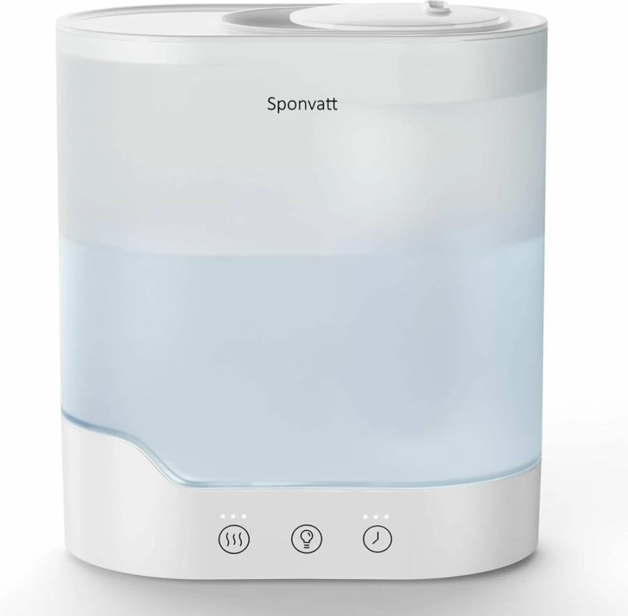 Sponvatt 2.5L Ultrasonic Cool Mist Humidifier with Top Fill, Oil Diffuser, Nightlight, Auto Shut-Off for Bedroom, Nursery, Office, Large Room - Quiet & Easy to Clean