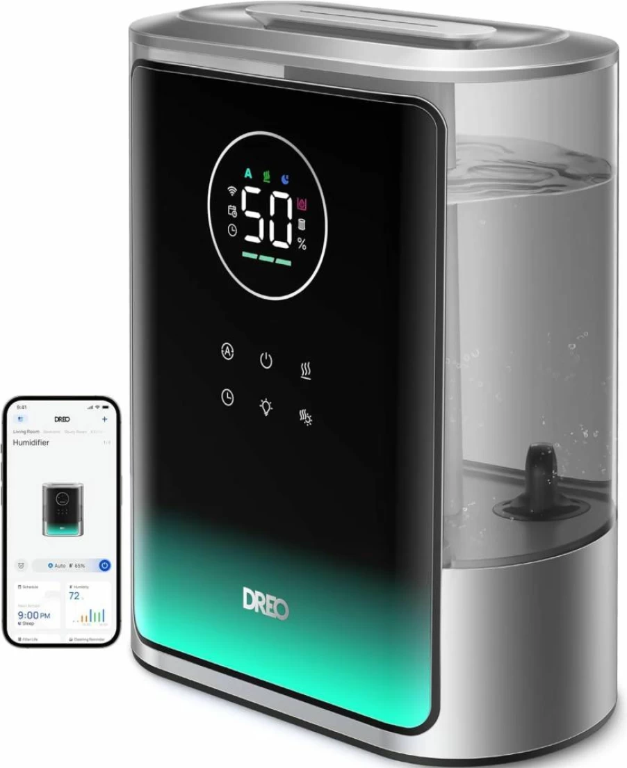 Dreo Hm717S 8L Smart Humidifier for Large Rooms, 600 Sq Ft Coverage, 80H Runtime, Warm & Cool Mist, Alexa/Google Compatible, Quiet for Bedroom, Baby, Plants, Silver