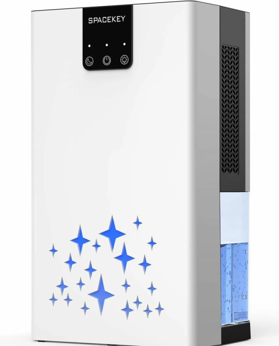 Spacekey 95 Oz Dehumidifier for Home & Basement, 1000 Sq. Ft Coverage, Auto Shut Off, 7-Color LED Light, Quiet Operation with Sleep Mode, White