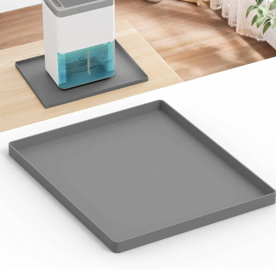 Wintcomfort 12"x10" Dehumidifier Mat - Non-Slip, Waterproof Drain Pan for Home Dehumidifiers, Prevents Leaks & Water Pooling, Grey