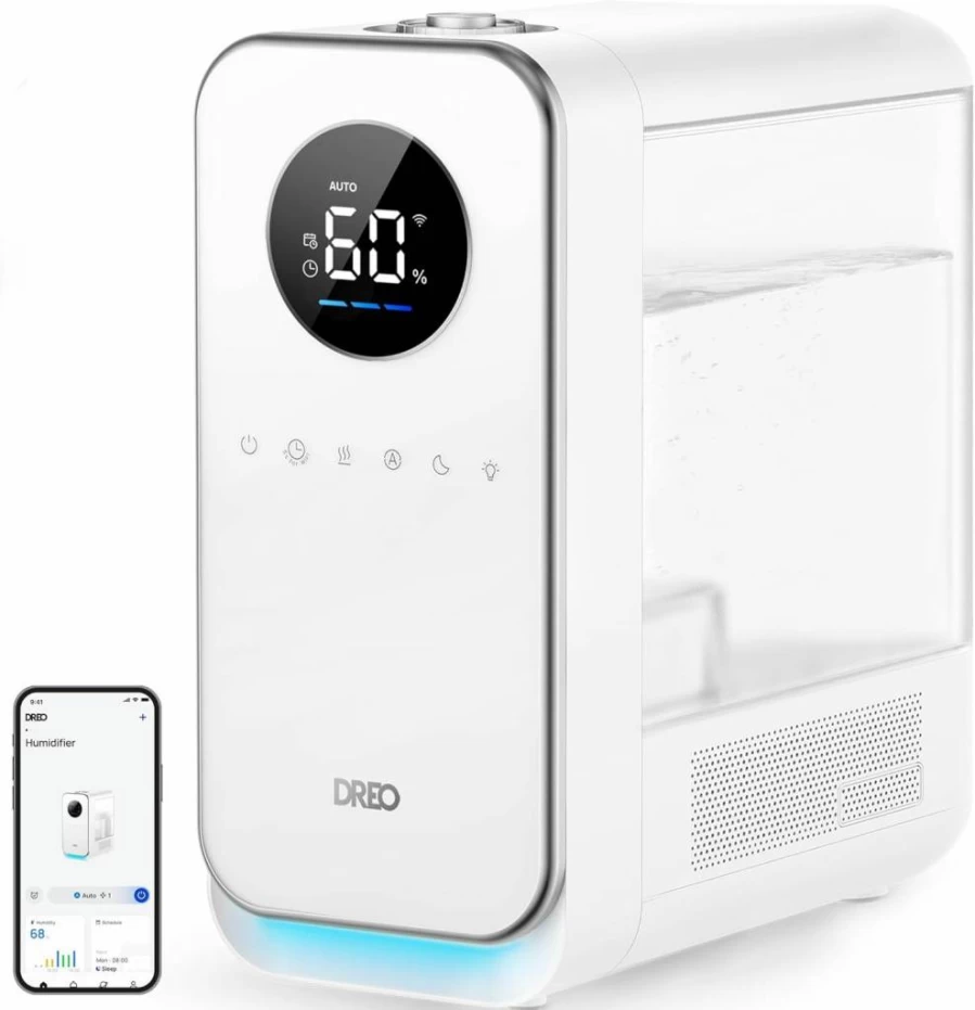Dreo Smart Humidifier for Large Room & Nursery, 5L Top-Fill Cool Mist Humidifier with 50-Hour Runtime, Alexa/Google Assistant, Nightlight & Essential Oil Diffuser for Home, Bedroom, and Indoor Plants