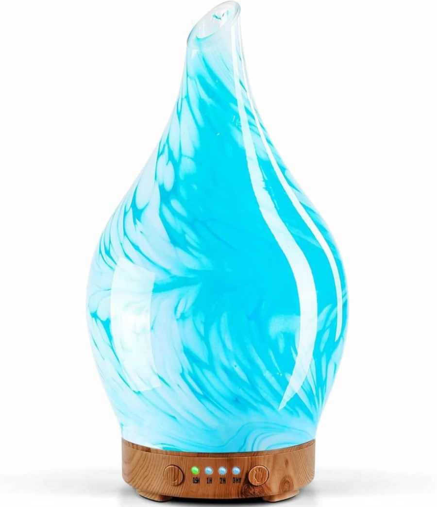 Porseme 150ml Ultrasonic Essential Oil Diffuser - 3D Glass Aromatherapy Humidifier with Auto Shut-Off, Timer, BPA-Free for Home, Spa, Yoga, Hotel - 6H Runtime, Ideal Gift