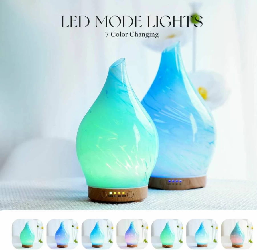 Porseme 150ml Ultrasonic Essential Oil Diffuser - 3D Glass Aromatherapy Humidifier with Auto Shut-Off, Timer, BPA-Free for Home, Spa, Yoga, Hotel - 6H Runtime, Ideal Gift