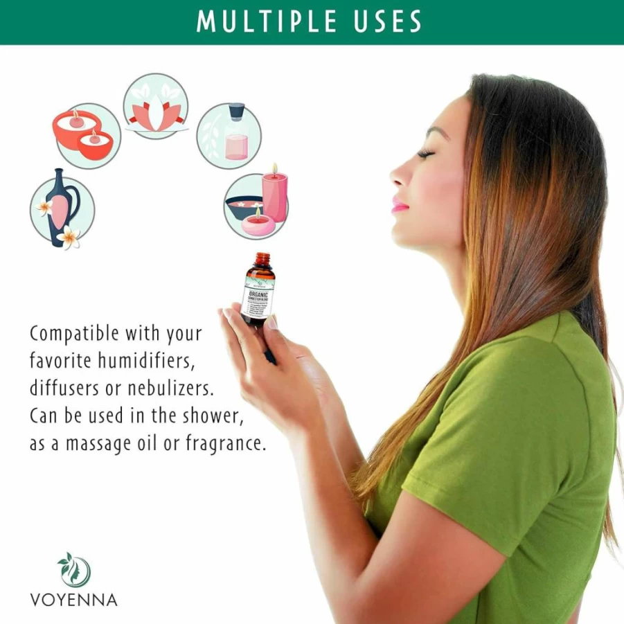 Voyenna Breathe Essential Oil Blend - Peppermint & Eucalyptus for Diffuser, Humidifier, Aromatherapy - Relieves Headache, Allergy & Congestion
