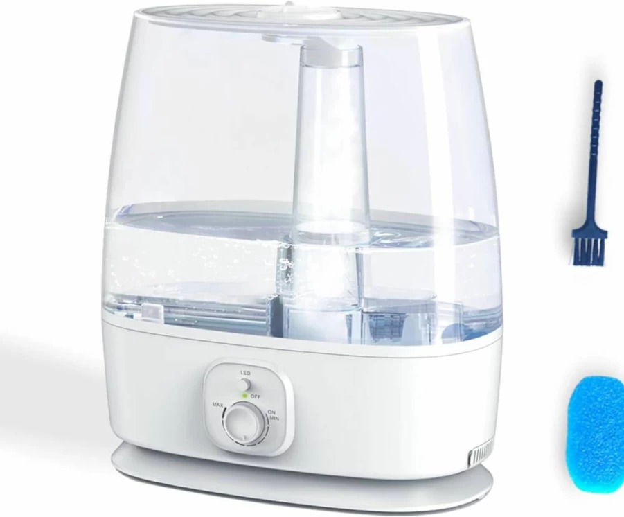 Novaspark 6L Ultrasonic Cool Mist Humidifier with Essential Oil Diffuser, Night Light, Top Fill, Low Noise for Bedroom, Baby, Kids, Plants - Easy Clean, Lightweight, 50H Runtime, Air Purifier