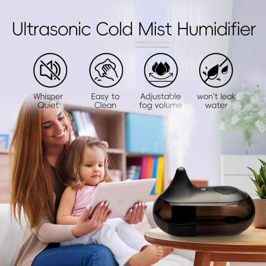 ZTDIXF 3L Ultrasonic Cool Mist Humidifier - 28dB Quiet for Bedroom, Nursery, Large Rooms & Plants - Top Fill, Leak-Proof, Easy to Clean, 28H Runtime