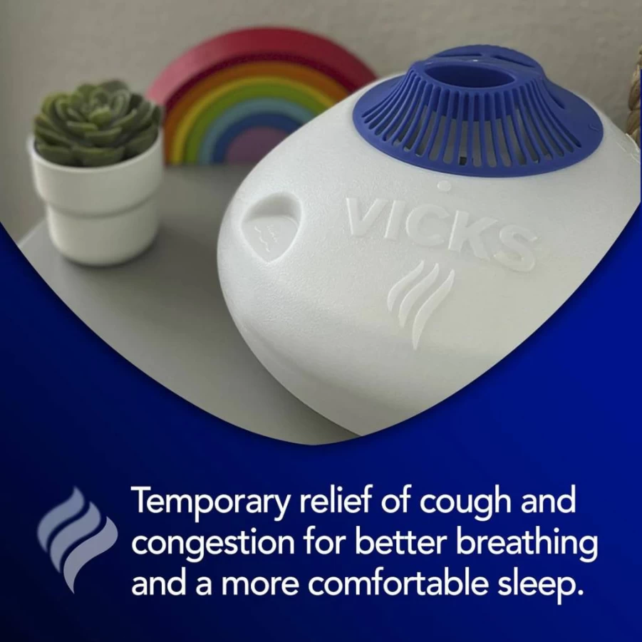Vicks Warm Mist Humidifier for Baby & Kids Rooms with Night Light, 1.5 Gallon Tank, Compatible with Vicks VapoPads & VapoSteam, Ideal for Small to Medium Spaces