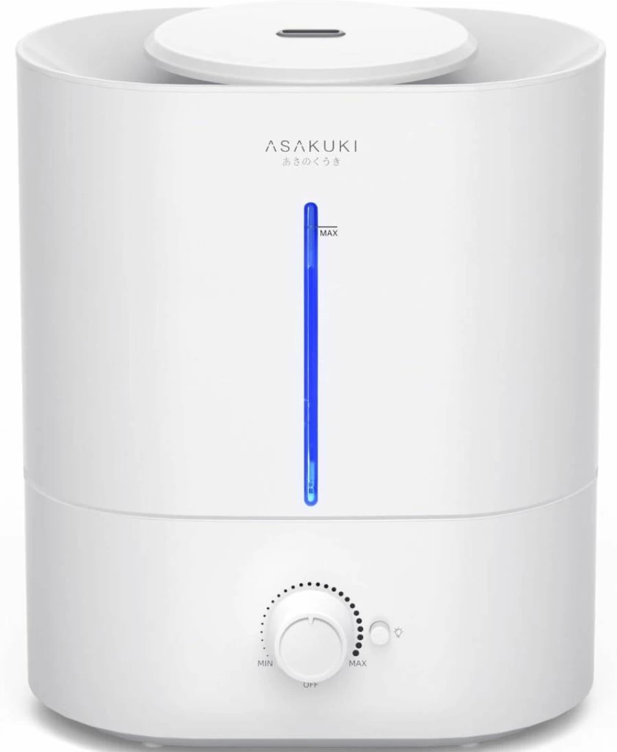 ASAKUKI 4L Cool Mist Humidifier with Top Fill, Diffuser, Night Light & Auto Shut Off - Quiet Large Room Humidifier for Bedroom, Nursery, Plants - 40H Runtime, Easy Clean