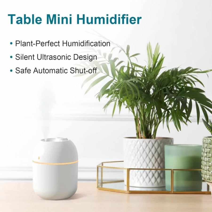 KOSGHO 220ml Portable USB Humidifier - Super Quiet Personal Desktop Humidifier with Auto Shut-Off & 2 Mist Modes for Car, Office, Bedroom (White)