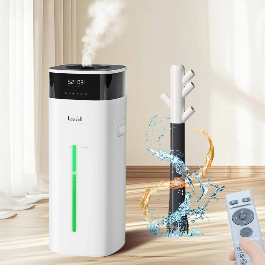 Lacidoll 5.3Gal Cool & Warm Mist Humidifier for Large Rooms up to 2000 Sq Ft, Bedroom, Nursery, Plants with Diffuser & Extended Tube