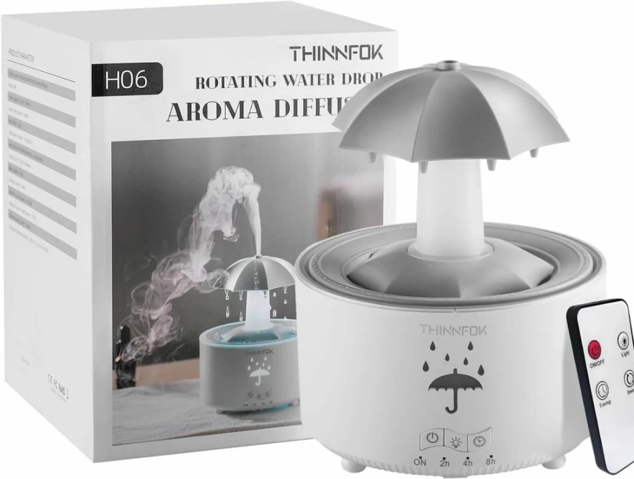 THINNFOK Ultrasonic Cool Mist Humidifier with Essential Oil Diffuser, 7-Color LED Light, Quiet Operation for Bedroom, Home, and Holiday Gifts