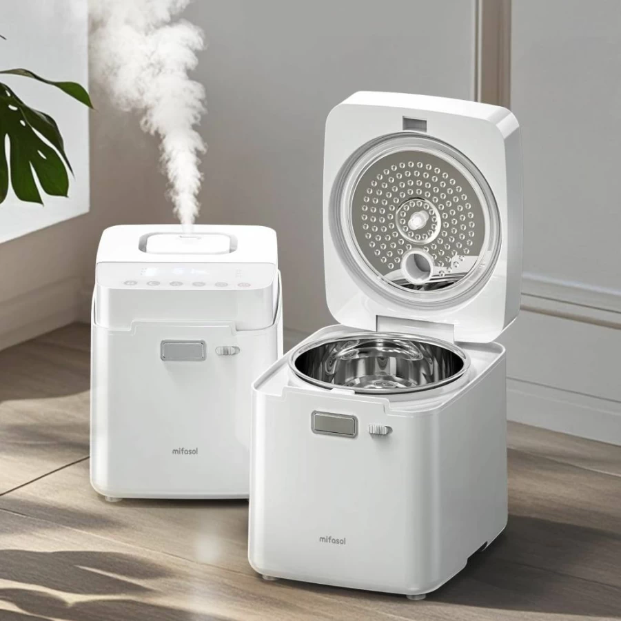 Mifasol 3.3L Stainless Steel Warm Mist Humidifier for Large Rooms Up to 800 Sq Ft, Easy Clean Humidifier for Bedroom, Nursery, Home Office, White