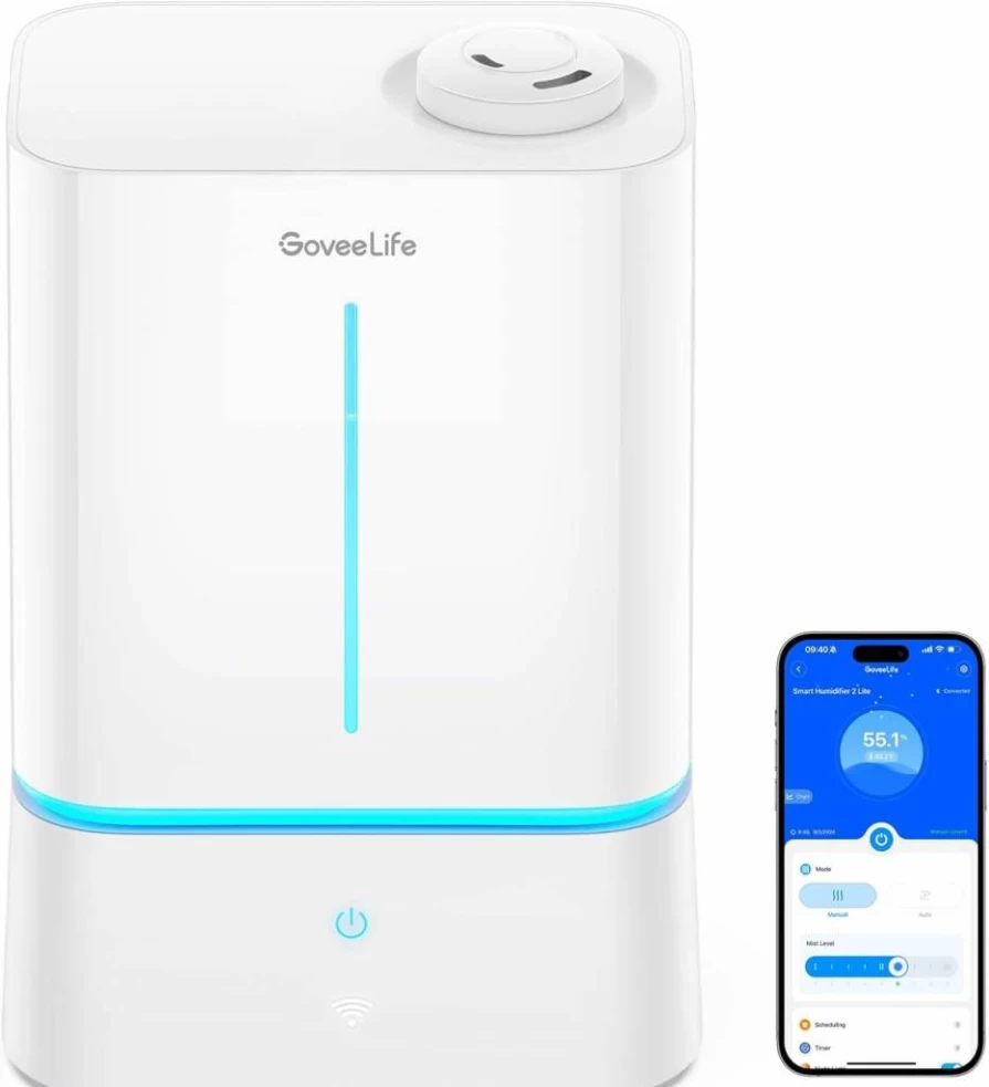 GoveeLife 4.5L Smart Cool Mist Humidifier with Scent Diffuser, Night Light, 40H Runtime, Top Fill, Quiet Ultrasonic Humidifier for Bedroom, Large Room, Baby, and Plants
