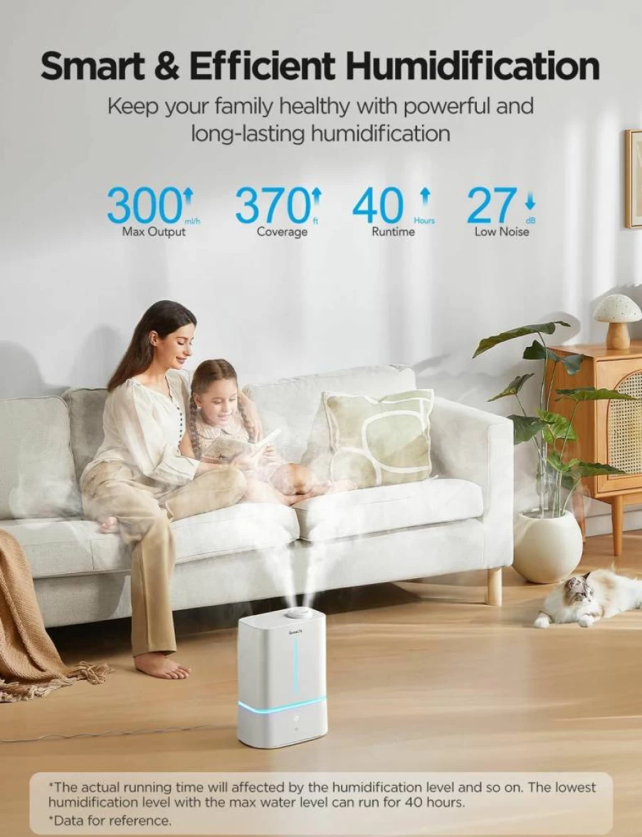 GoveeLife 4.5L Smart Cool Mist Humidifier with Scent Diffuser, Night Light, 40H Runtime, Top Fill, Quiet Ultrasonic Humidifier for Bedroom, Large Room, Baby, and Plants