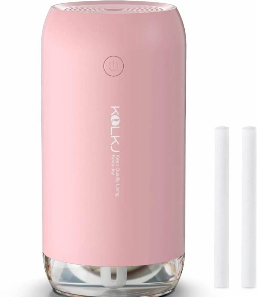 KQLKJ 350ml Portable Mini Humidifier - USB Personal Cool Mist Humidifier for Home, Office, Bedroom, Car, Baby & Plants, Quiet Operation, 2 Mist Modes, Auto Shut-Off, Pink