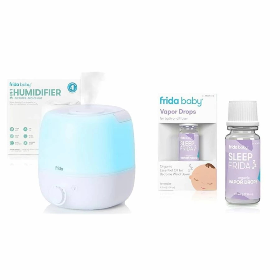 Frida Baby Cool Mist Humidifier with Essential Oil Diffuser – Top Fill Large Room Humidifier for Bedroom, Includes Lavender Oil for Aromatherapy & Relaxation